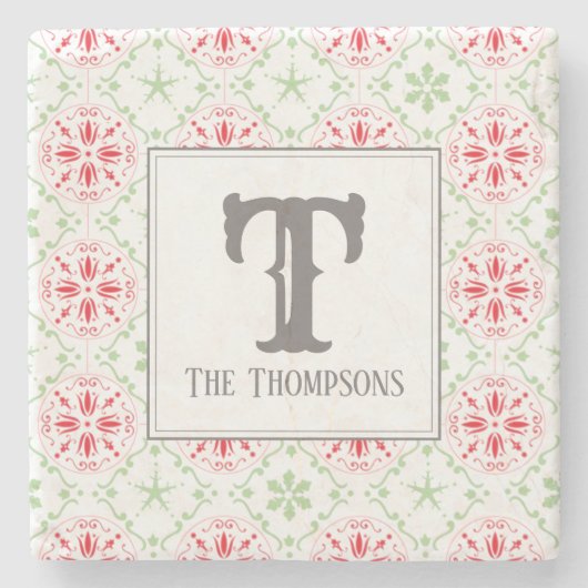 Trendy Holiday Snowflakes Red Kerstmis Stenen Onderzetter (Voorkant)