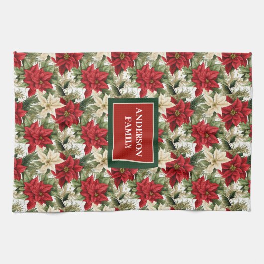 Trendy Holiday Towel Red Green Chic Kitchen Art Theedoek (Horizontaal)