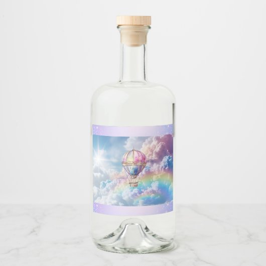 Trendy Holo Hete Luchtballon Eten & Bev Label Likeurfles Etiket (Voorkant)