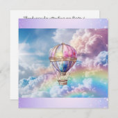 Trendy Holo Hete Luchtballon Flat Dank u kaart (Voorkant / Achterkant)