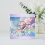 Trendy Holo Hete Luchtballon Flat Dank u kaart (Staand voorkant)
