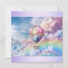 Trendy Holo Hete Luchtballon Flat Dank u kaart