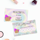 Trendy holografen nagelsalon lange nagels hand visitekaartje