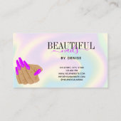 Trendy holografen nagelsalon lange nagels hand visitekaartje (Achterkant)