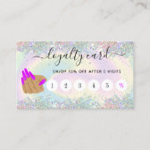 Trendy holografen nagelsalon lange nagels hand visitekaartje (Voorkant)