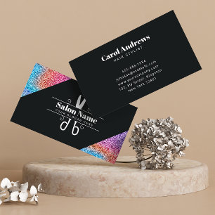 Trendy holografisch glitter kapsalon logo visitekaartje