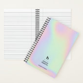 Trendy Holografisch Iridescent Modern Monogram Notitieboek (Binnen)