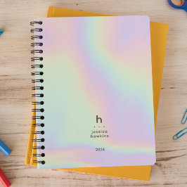 Trendy Holografisch Modern Monogram Weekly Planner