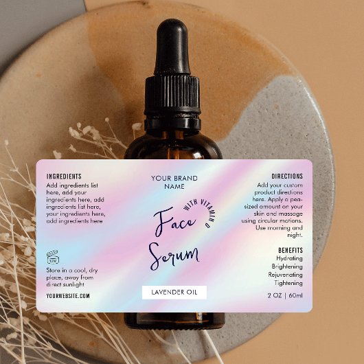 Trendy Holografisch Serum 2 OZ Fles met Pipet Labe Etiket