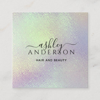 Trendy holografische eenhoorn make-up haarnagels G Vierkante Visitekaartje