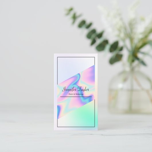 Trendy Holografische Gradiënt Verwijs een Vriend Aanbevelingskaartje (Staand voorkant)