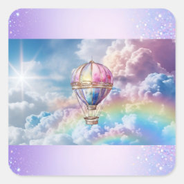 Trendy Holografische Hete Luchtballon Vierkante St Vierkante Sticker