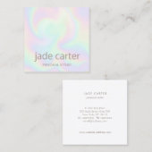 Trendy holografische iriserende make-up artiest vierkante visitekaartje (Voorkant / Achterkant)