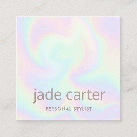 Trendy holografische iriserende make-up artiest vierkante visitekaartje (Voorkant)