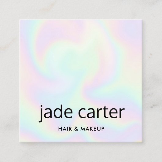 Trendy holografische iriserende naam vierkante visitekaartje (Voorkant)