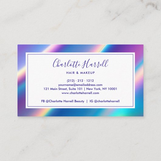 Trendy holografische iriserende schoonheid visitekaartje (Achterkant)