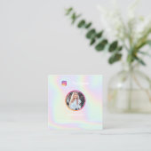 Trendy holografische pastel regenboog Instagram fo Contactkaartje (Staand voorkant)