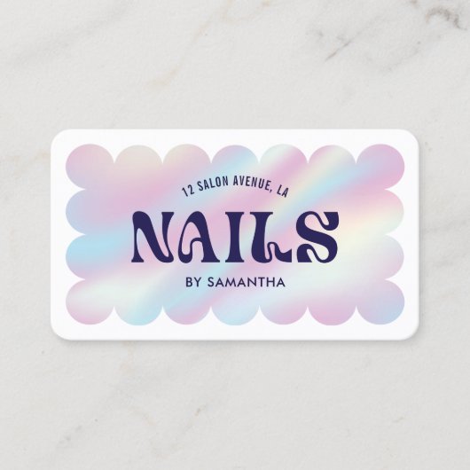 Trendy Holografische QR Code Girly Nail Art Manicu Visitekaartje (Voorkant)