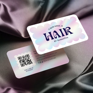 Trendy Holografische QR Code Haarstylist Haarsalon Visitekaartje