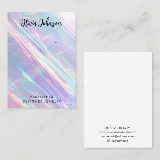 Trendy Holografische Sieraden Oorbel Display Visitekaartje (Voorkant / Achterkant)