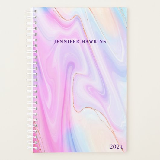 Trendy Holografische Waterverf Wekelijks Persoonli Planner (Voorkant)