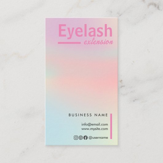 Trendy Hologram Client Lash Kaart Wimper Extension Visitekaartje (Voorkant)