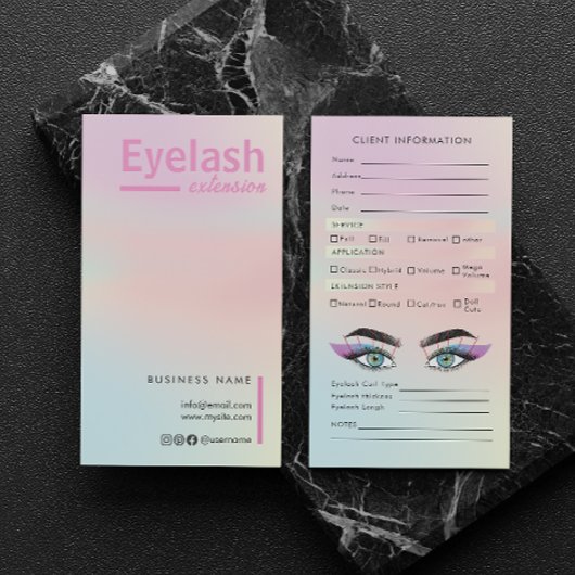 Trendy Hologram Client Lash Kaart Wimper Extension Visitekaartje