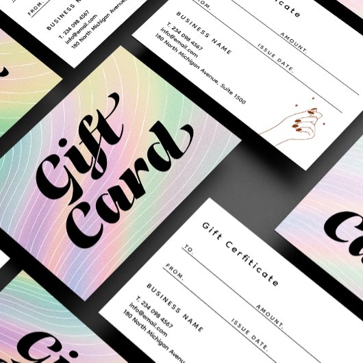 Trendy Hologram Esthetisch Certificaat Cadeau Kaar Visitekaartje