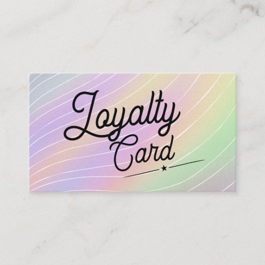 Trendy Hologram Esthetisch Script Lettertype Klantenkaartje (Voorkant)