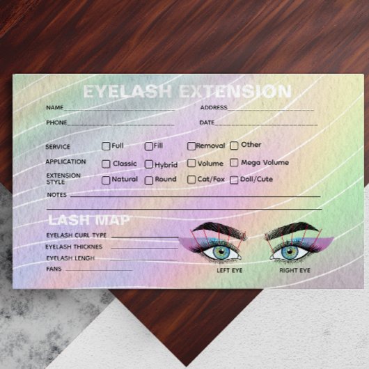 Trendy Hologram Lash Client Record Kaart Visitekaartje