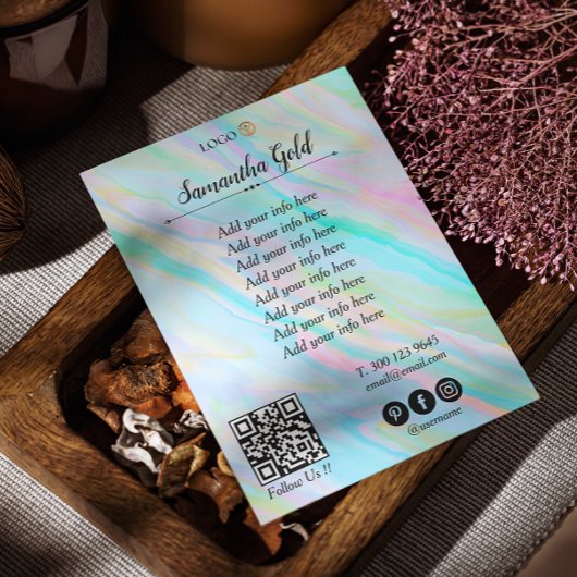 Trendy Hologram Prijslijst Bedrijfsdiensten Flyer
