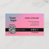 Trendy hologram scan om sociale media pictogrammen visitekaartje (Achterkant)