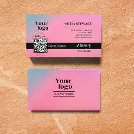 Trendy hologram scan om sociale media pictogrammen visitekaartje