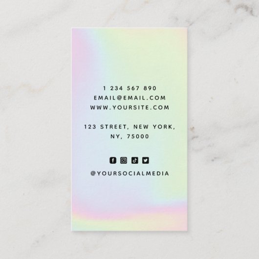 Trendy Holographic Add Your Logo & QR Code Vibrant Visitekaartje (Achterkant)