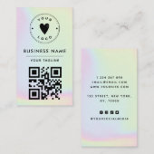 Trendy Holographic Add Your Logo & QR Code Vibrant Visitekaartje (Voorkant / Achterkant)