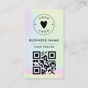 Trendy Holographic Add Your Logo & QR Code Vibrant Visitekaartje