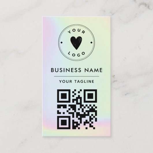 Trendy Holographic Add Your Logo & QR Code Vibrant Visitekaartje (Voorkant)