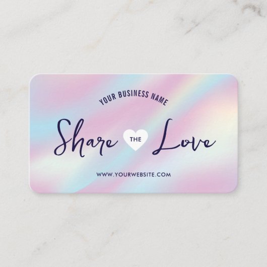 Trendy Holographic Deel de Love Nails Spa Salon Aanbevelingskaartje (Voorkant)