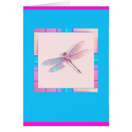 Trendy Holographic Dragonfly Wenskaart - Blauw