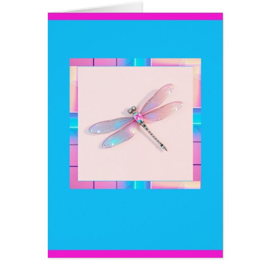 Trendy Holographic Dragonfly Wenskaart - Blauw (Voorkant)