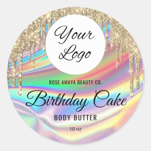 Trendy Holographic Glitter Dries Beauty Cosmetic Ronde Sticker (Voorkant)