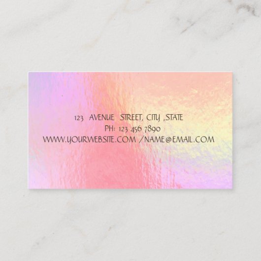 Trendy Holographic, Gold, Lotus Yoga Instructor Visitekaartje (Achterkant)