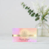 Trendy Holographic, Gold, Lotus Yoga Instructor Visitekaartje (Staand voorkant)