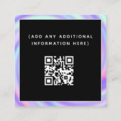 Trendy Holographic Gradient Social Media QR Code Vierkante Visitekaartje (Achterkant)