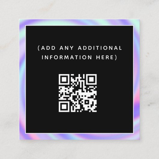 Trendy Holographic Gradient Social Media QR Code Vierkante Visitekaartje (Achterkant)
