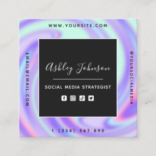Trendy Holographic Gradient Social Media QR Code Vierkante Visitekaartje