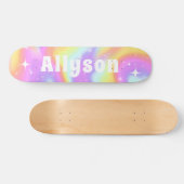 Trendy Holographic Holograph Sparkle Girls Name Persoonlijk Skateboard (Horizontaal)