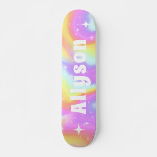 Trendy Holographic Holograph Sparkle Girls Name Persoonlijk Skateboard