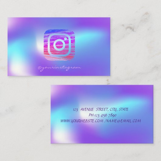 Trendy Holographic Instagram Social Media Visitekaartje (Voorkant / Achterkant)