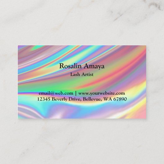 Trendy Holographic Lash Tech Make-up Artiest Visitekaartje (Achterkant)
